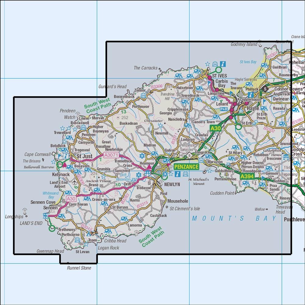 OMN4 image showing the area of the Ordnance Survey 1:25,000 Explorer map 102 Lands End