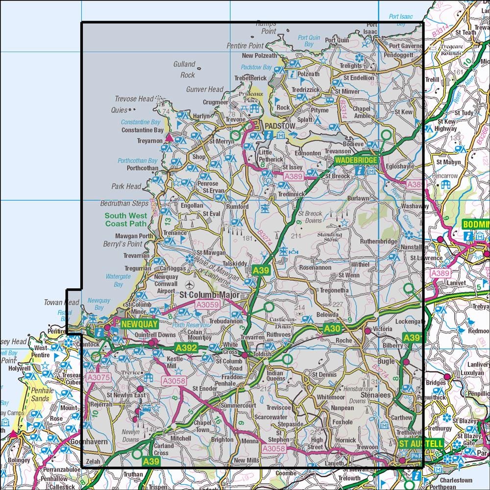 OMN4 image showing the area of the Ordnance Survey 1:25,000 Explorer map 106 Newquay & Padstow
