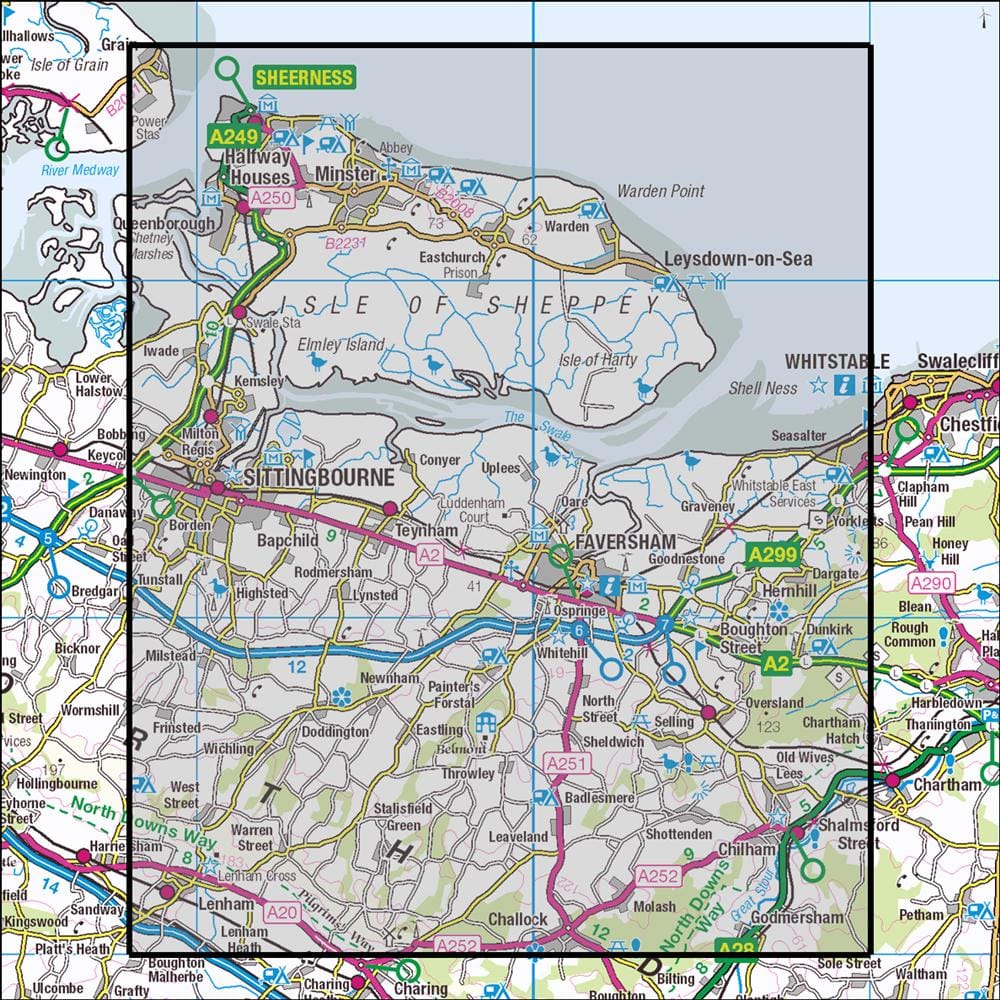 OMN4 image showing the area of the Ordnance Survey 1:25,000 Explorer map 149 Sittingbourne & Faversham