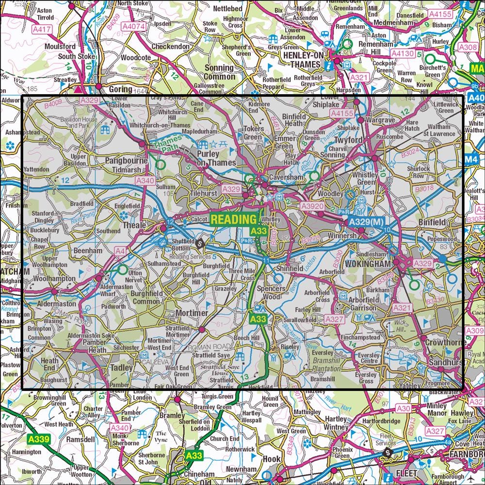 OMN4 image showing the area of the Ordnance Survey 1:25,000 Explorer map 159 Reading, Wokingham & Pangbourne