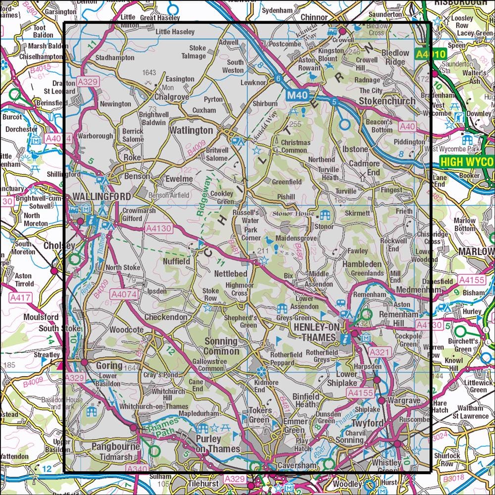 OMN4 image showing the area of the Ordnance Survey 1:25,000 Explorer map 171 Chiltern Hills West