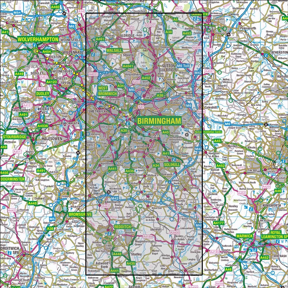 OMN4 image showing the area of the Ordnance Survey 1:25,000 Explorer map 220 Birmingham
