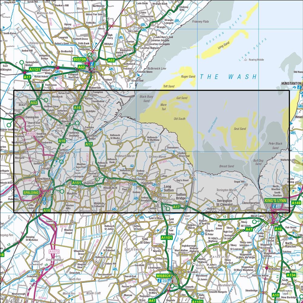 OMN4 image showing the area of the Ordnance Survey 1:25,000 Explorer map 249 Spalding & Holbeach