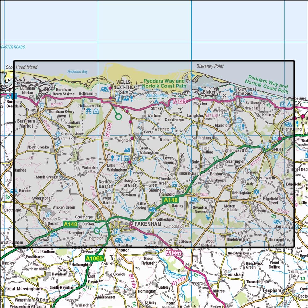 OMN4 image showing the area of the Ordnance Survey 1:25,000 Explorer map 251 Norfolk Coast Central