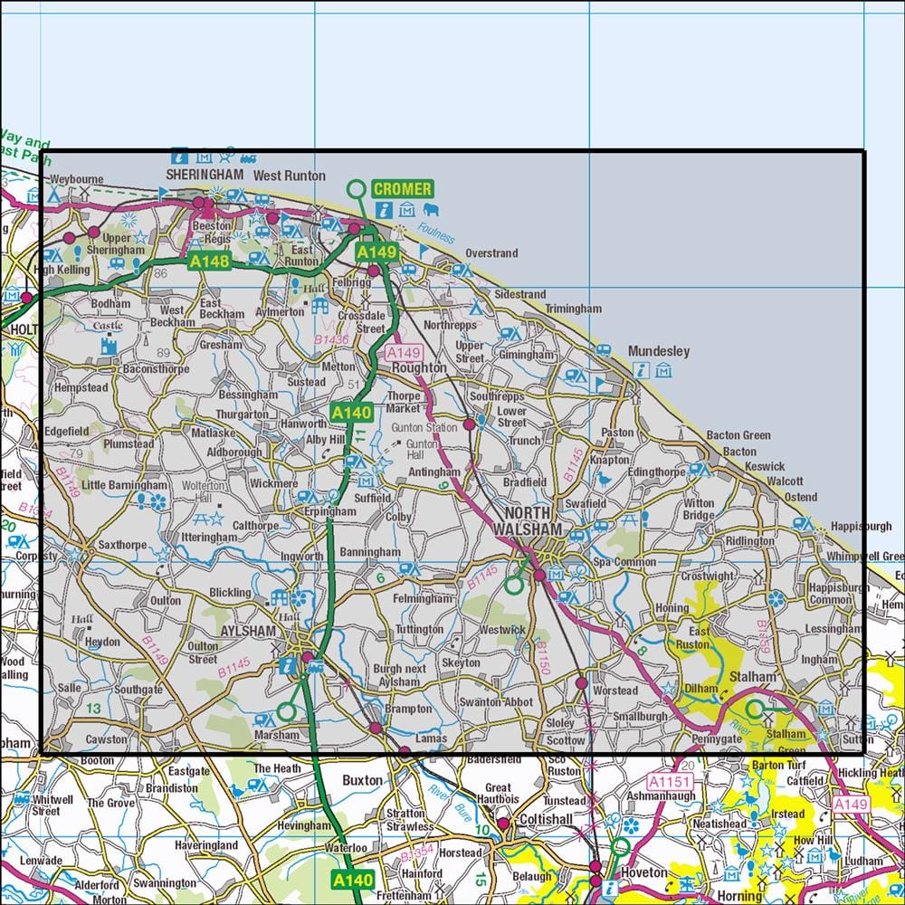 OMN4 image showing the area of the Ordnance Survey 1:25,000 Explorer map 252 Norfolk Coast East