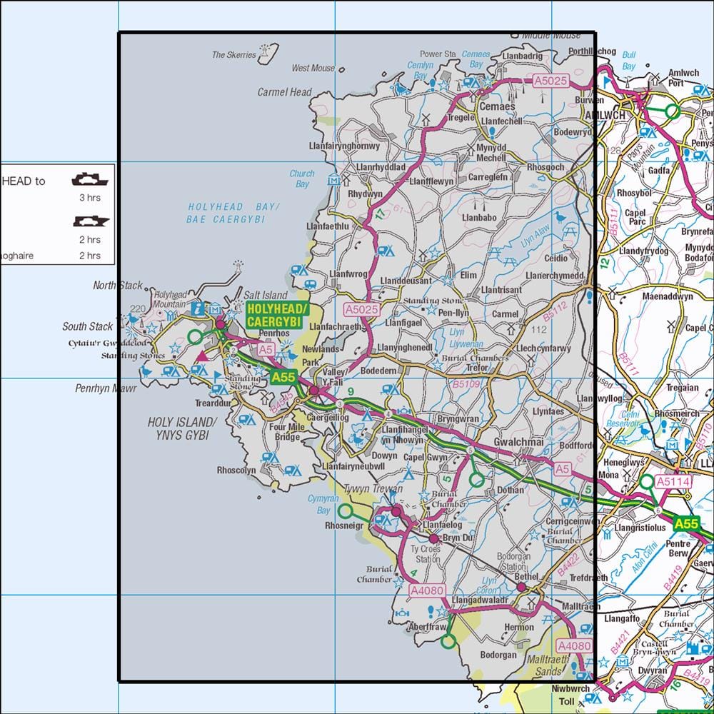 OMN4 image showing the area of the Ordnance Survey 1:25,000 Explorer map 262 Anglesey West