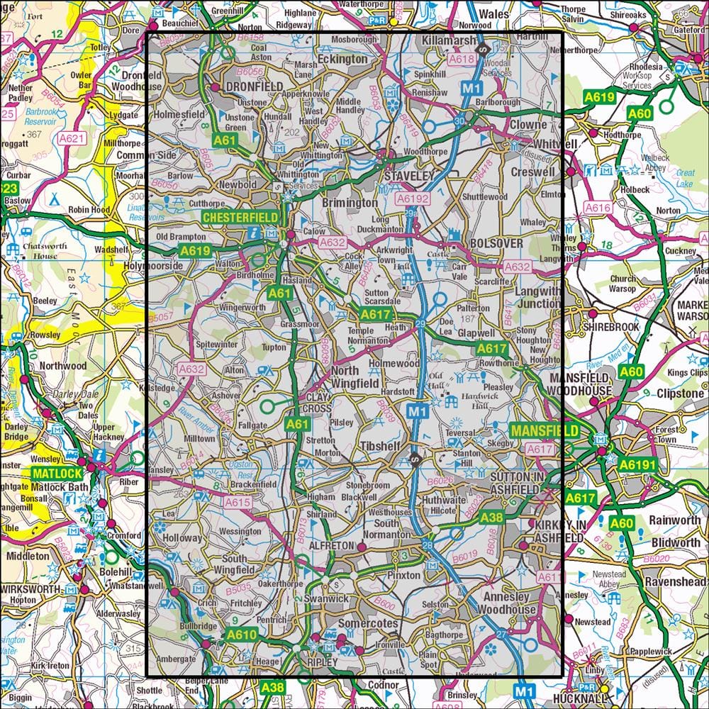 OMN4 image showing the area of the Ordnance Survey 1:25,000 Explorer map 269 Chesterfield & Alfreton