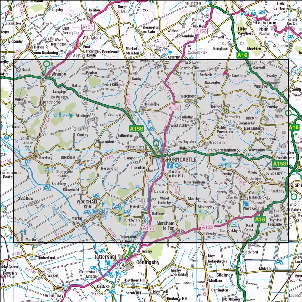 OMN4 image showing the area of the Ordnance Survey 1:25,000 Explorer map 273 Lincolnshire Wolds South