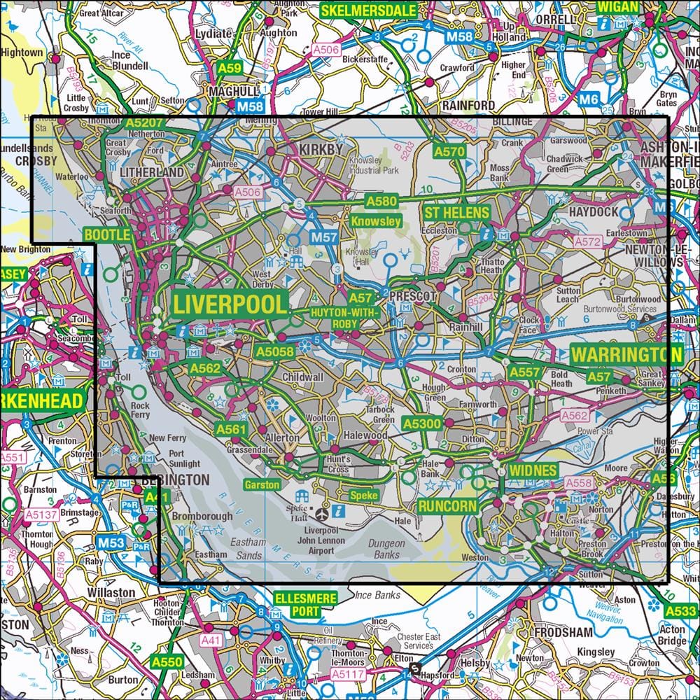 OMN4 image showing the area of the Ordnance Survey 1:25,000 Explorer map 275 Liverpool