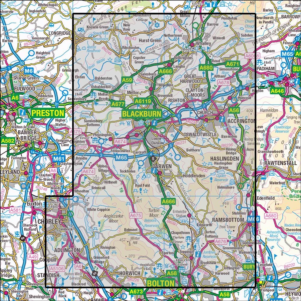 OMN4 image showing the area of the Ordnance Survey 1:25,000 Explorer map 287 West Pennine Moors