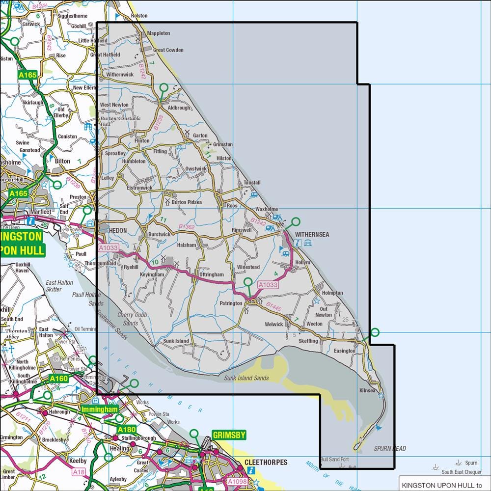 OMN4 image showing the area of the Ordnance Survey 1:25,000 Explorer map 292 Withernsea & Spurn Head