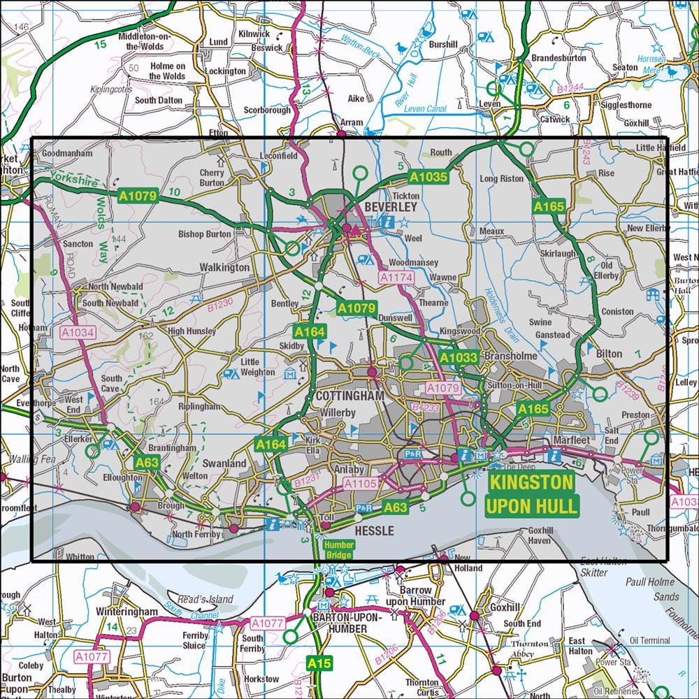 OMN4 image showing the area of the Ordnance Survey 1:25,000 Explorer map 293 Kingston upon Hull & Beverley