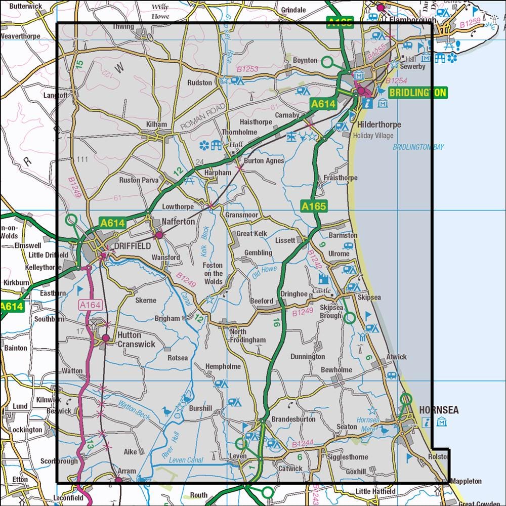 OMN4 image showing the area of the Ordnance Survey 1:25,000 Explorer map 295 Bridlington, Driffield & Hornsea