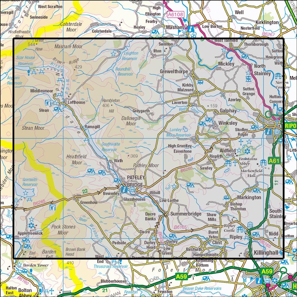 OMN4 image showing the area of the Ordnance Survey 1:25,000 Explorer map 298 Nidderdale