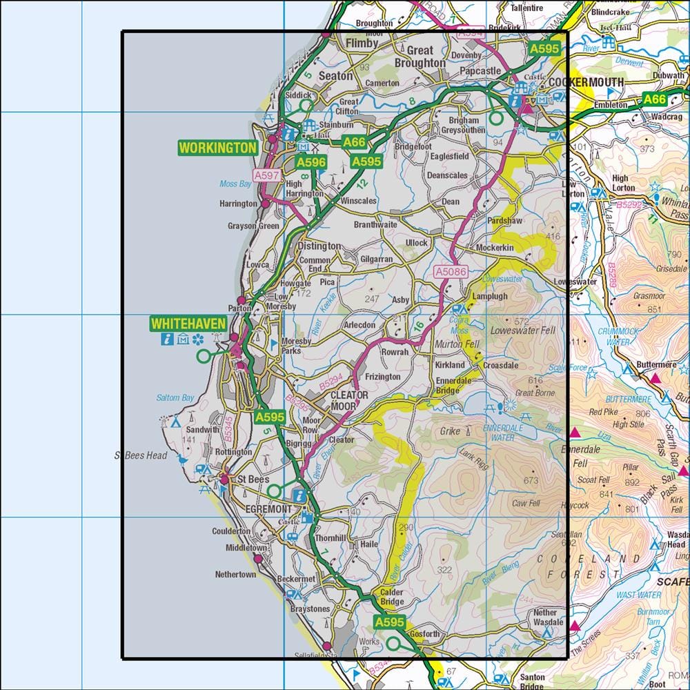 OMN4 image showing the area of the Ordnance Survey 1:25,000 Explorer map 303 Whitehaven & Workington