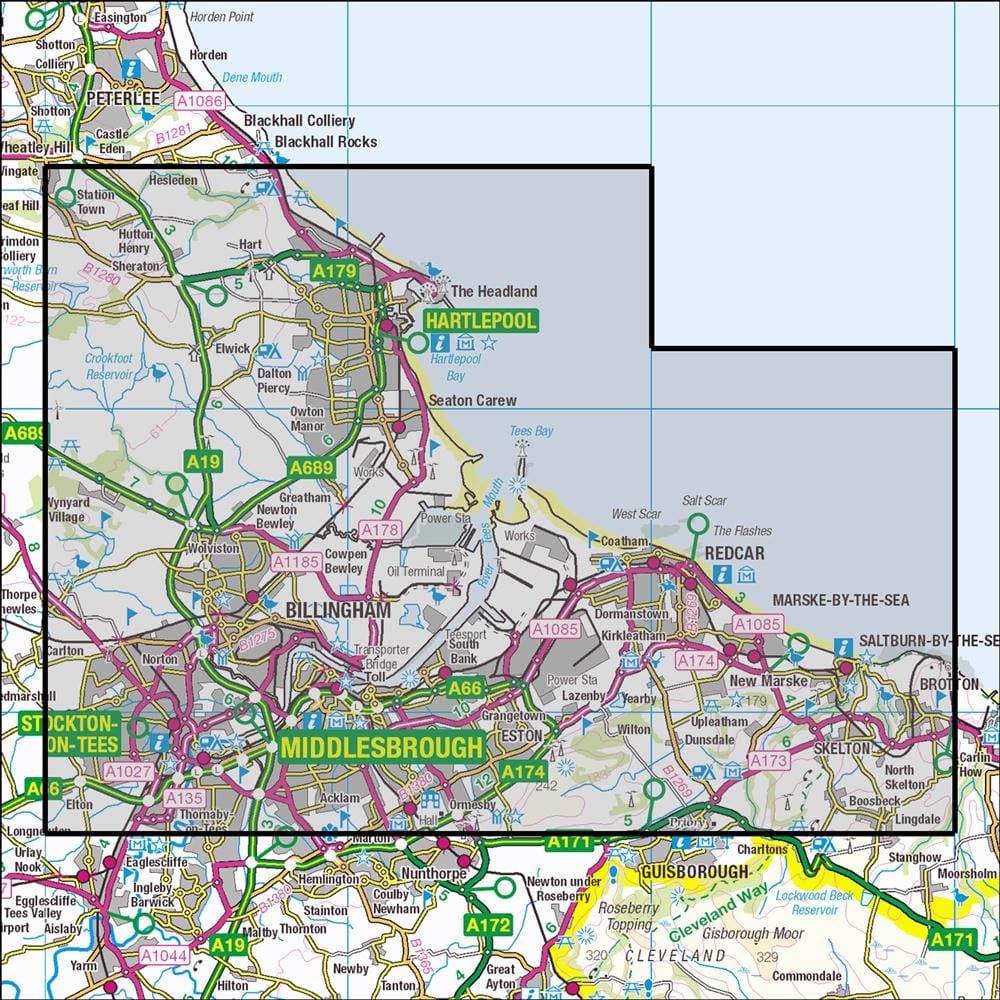 OMN4 image showing the area of the Ordnance Survey 1:25,000 Explorer map 306 Middlesbrough & Hartlepool