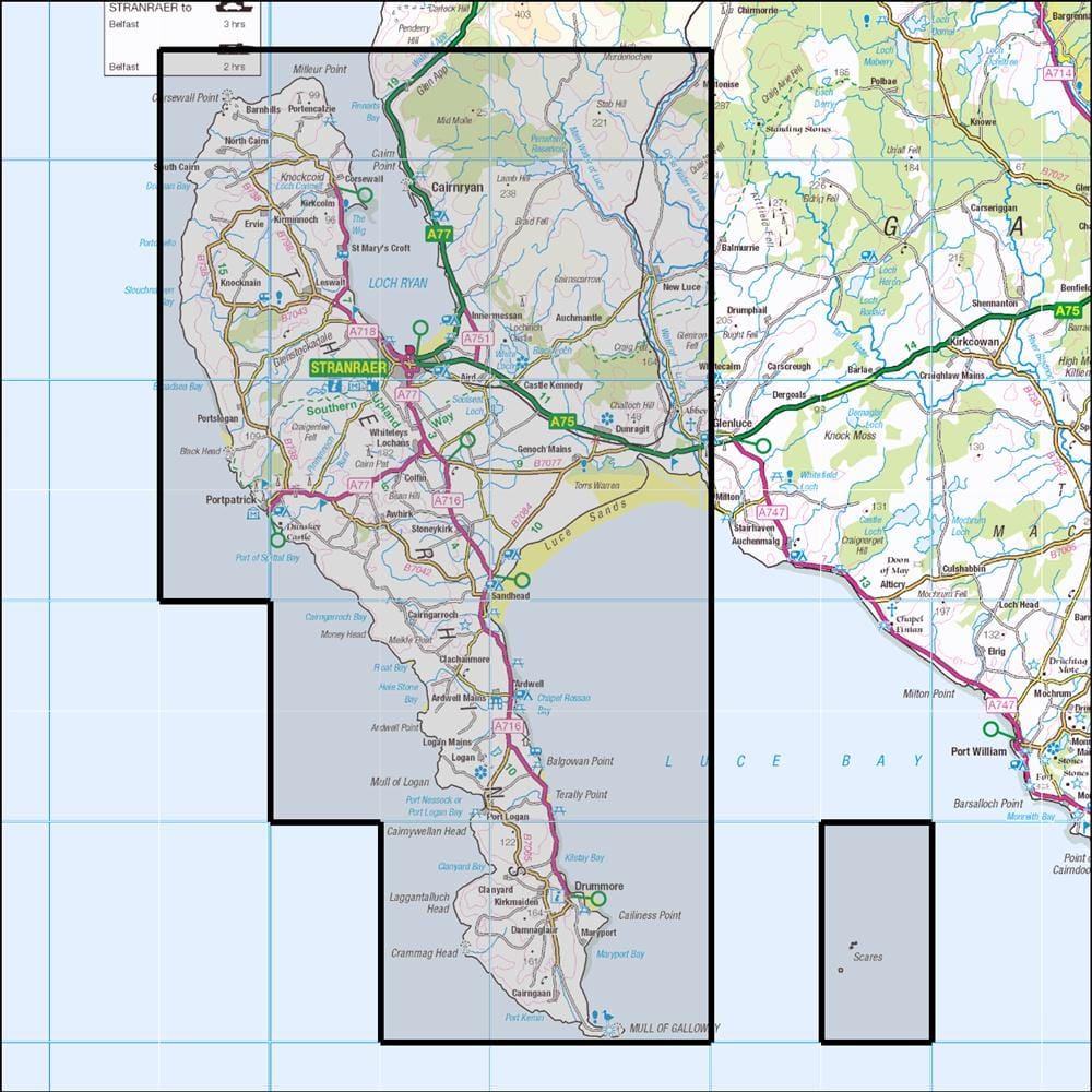 OMN4 image showing the area of the Ordnance Survey 1:25,000 Explorer map 309 Stranraer & The Rhins