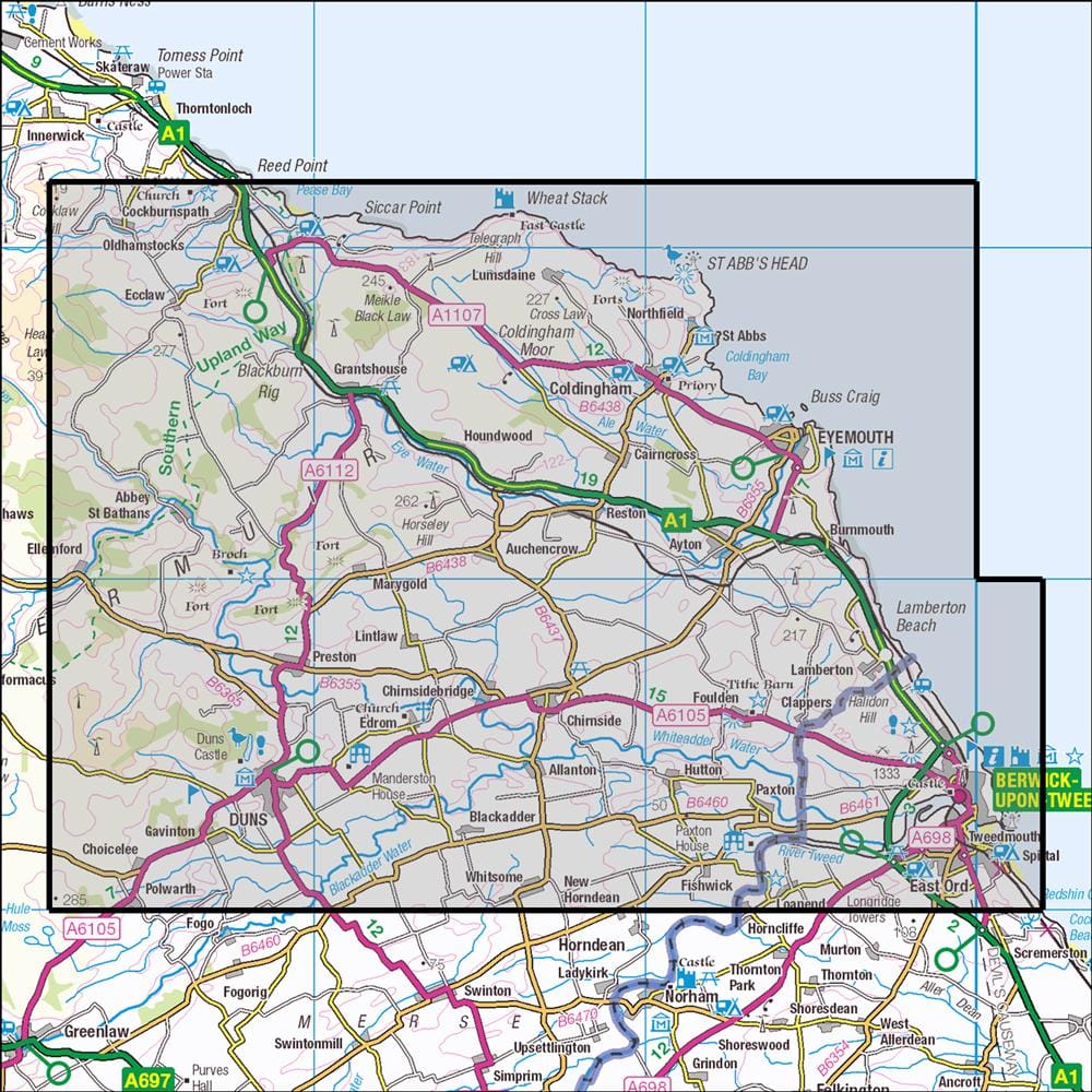 OMN4 image showing the area of the Ordnance Survey 1:25,000 Explorer map 346 Berwick-upon-Tweed