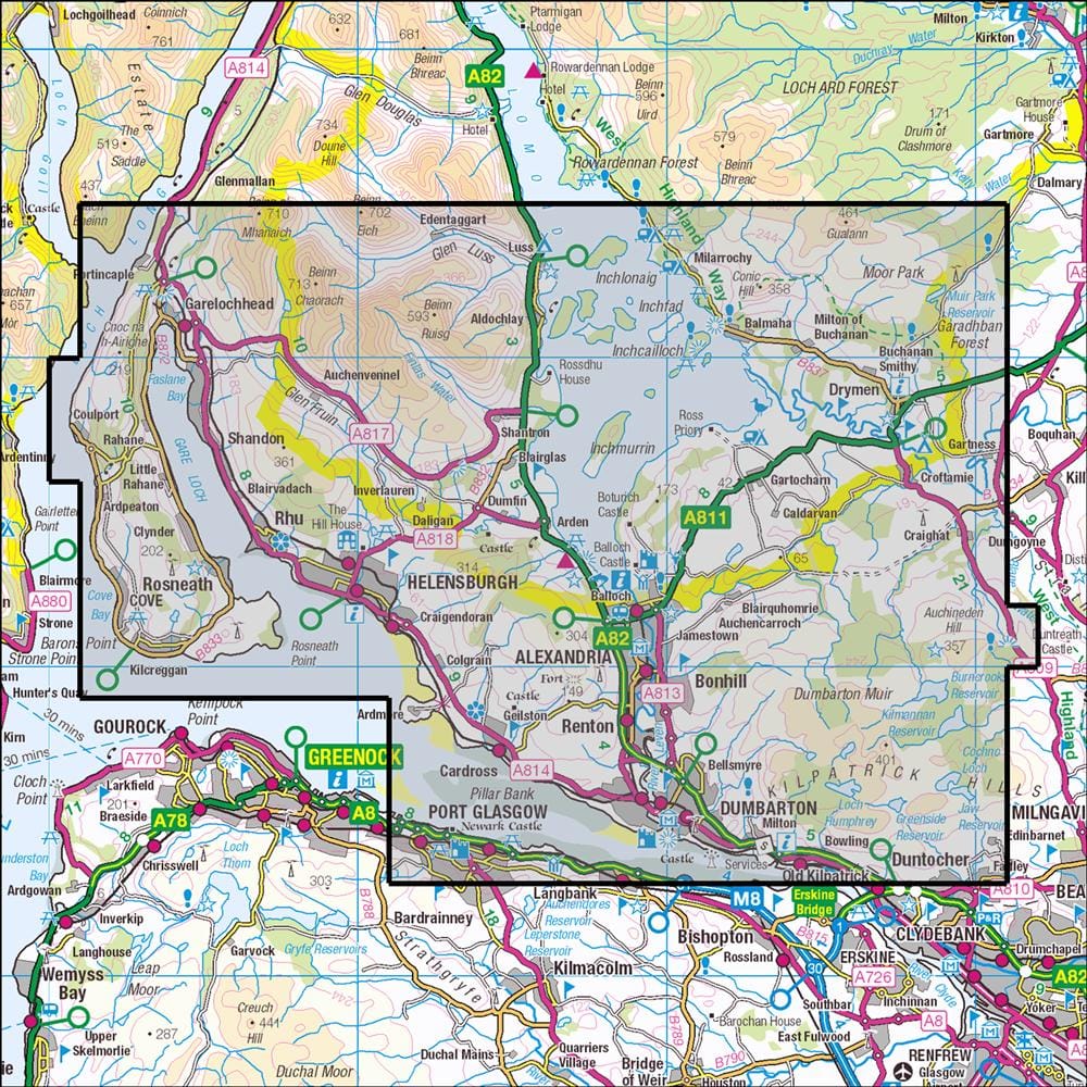 OMN4 image showing the area of the Ordnance Survey 1:25,000 Explorer map 347 Loch Lomond South