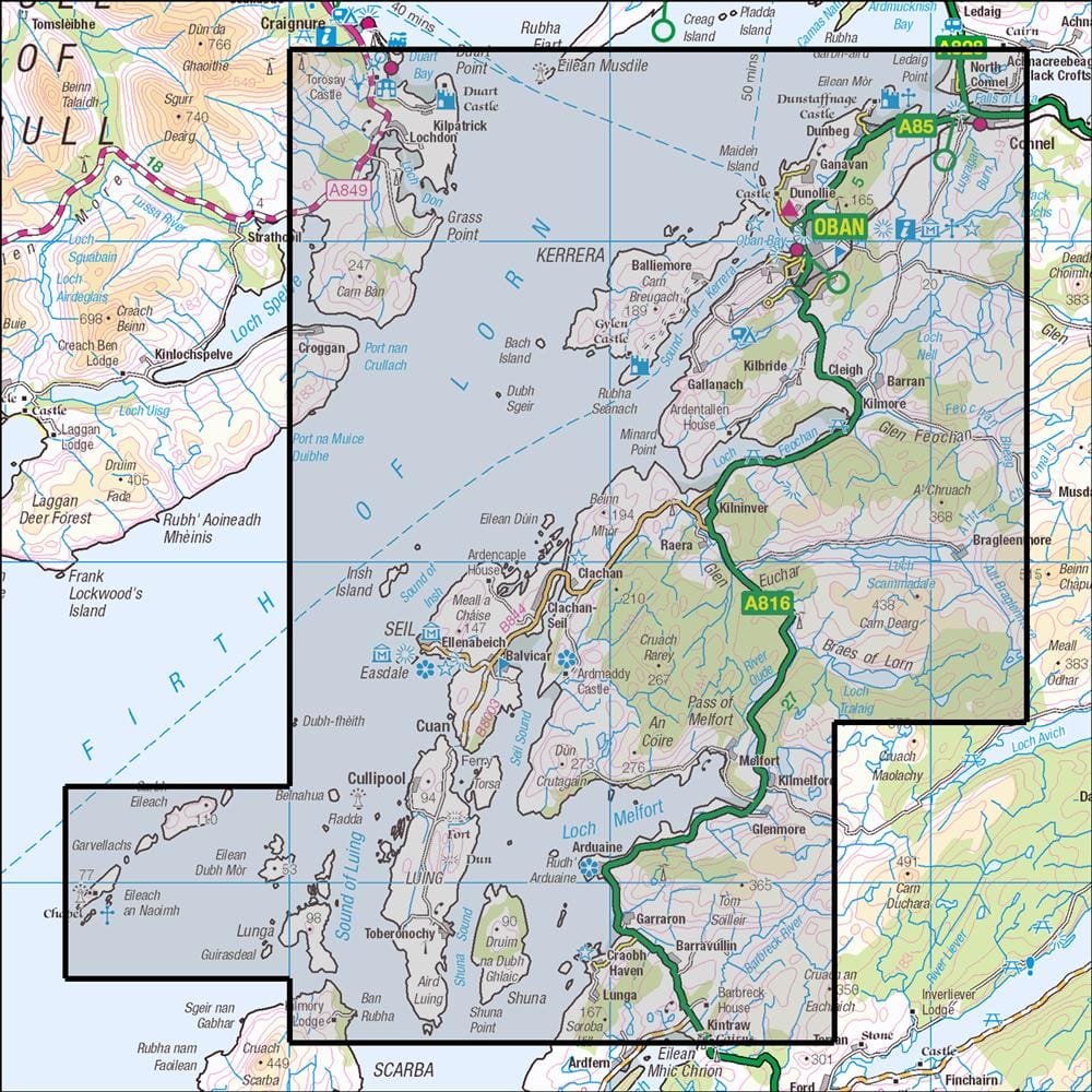 OMN4 image showing the area of the Ordnance Survey 1:25,000 Explorer map 359 Oban, Kerrera & Loch Melfort
