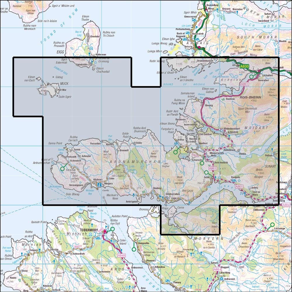 OMN4 image showing the area of the Ordnance Survey 1:25,000 Explorer map 390 Ardnamurchan