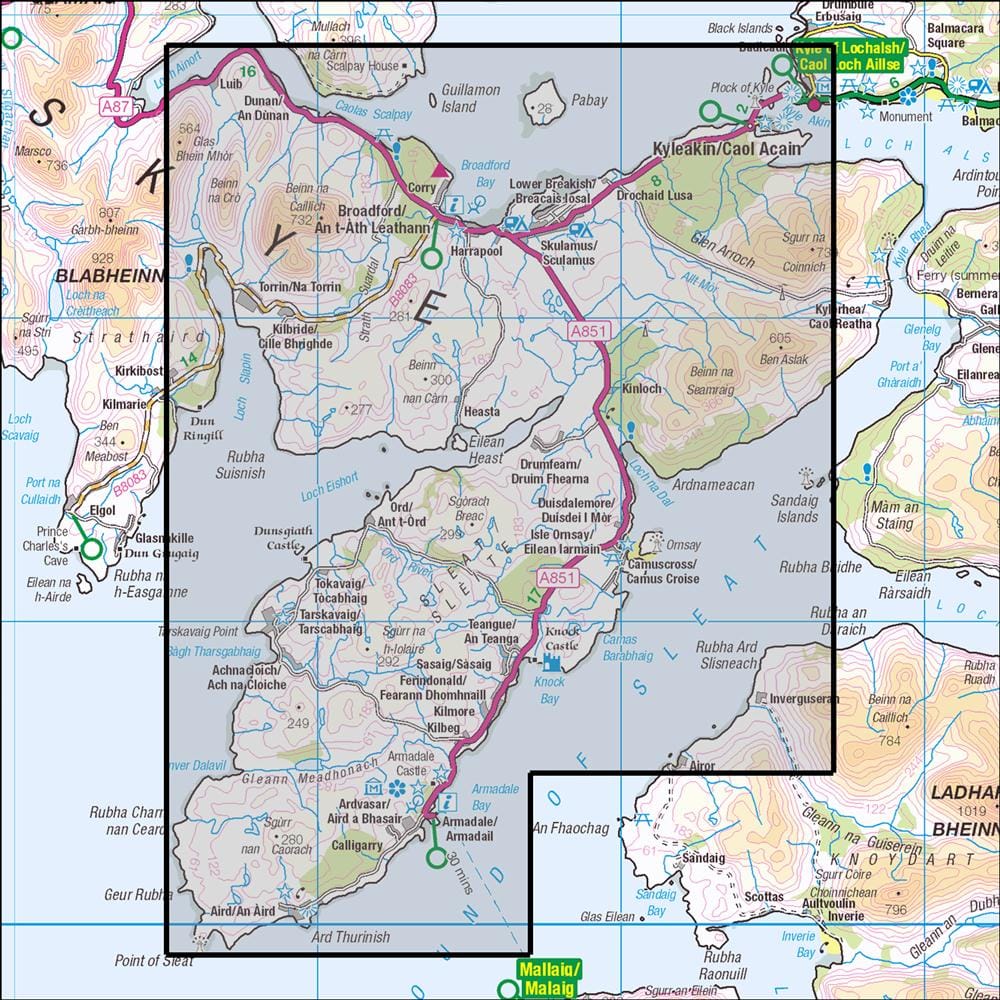 OMN4 image showing the area of the Ordnance Survey 1:25,000 Explorer map 412 Skye - Sleat