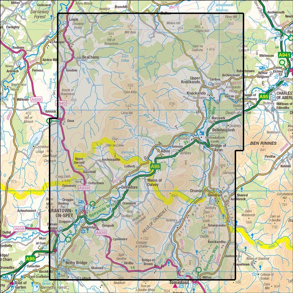 OMN4 image showing the area of the Ordnance Survey 1:25,000 Explorer map 419 Grantown-on-Spey & Hills of Cromdale