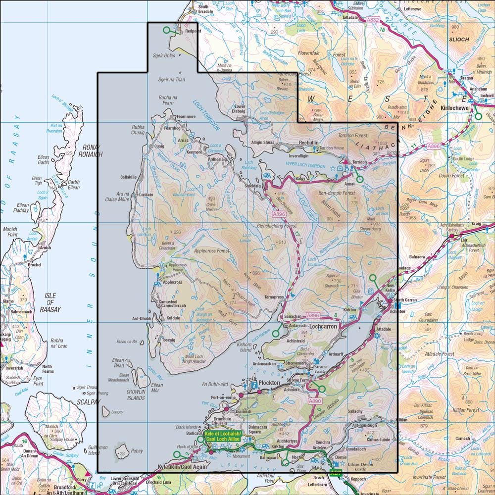 OMN4 image showing the area of the Ordnance Survey 1:25,000 Explorer map 428 Kyle of Lochalsh, Plockton & Applecross