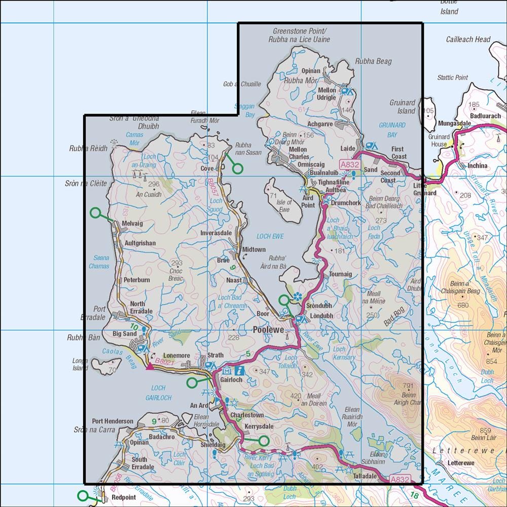 OMN4 image showing the area of the Ordnance Survey 1:25,000 Explorer map 434 Gairloch & Loch Ewe