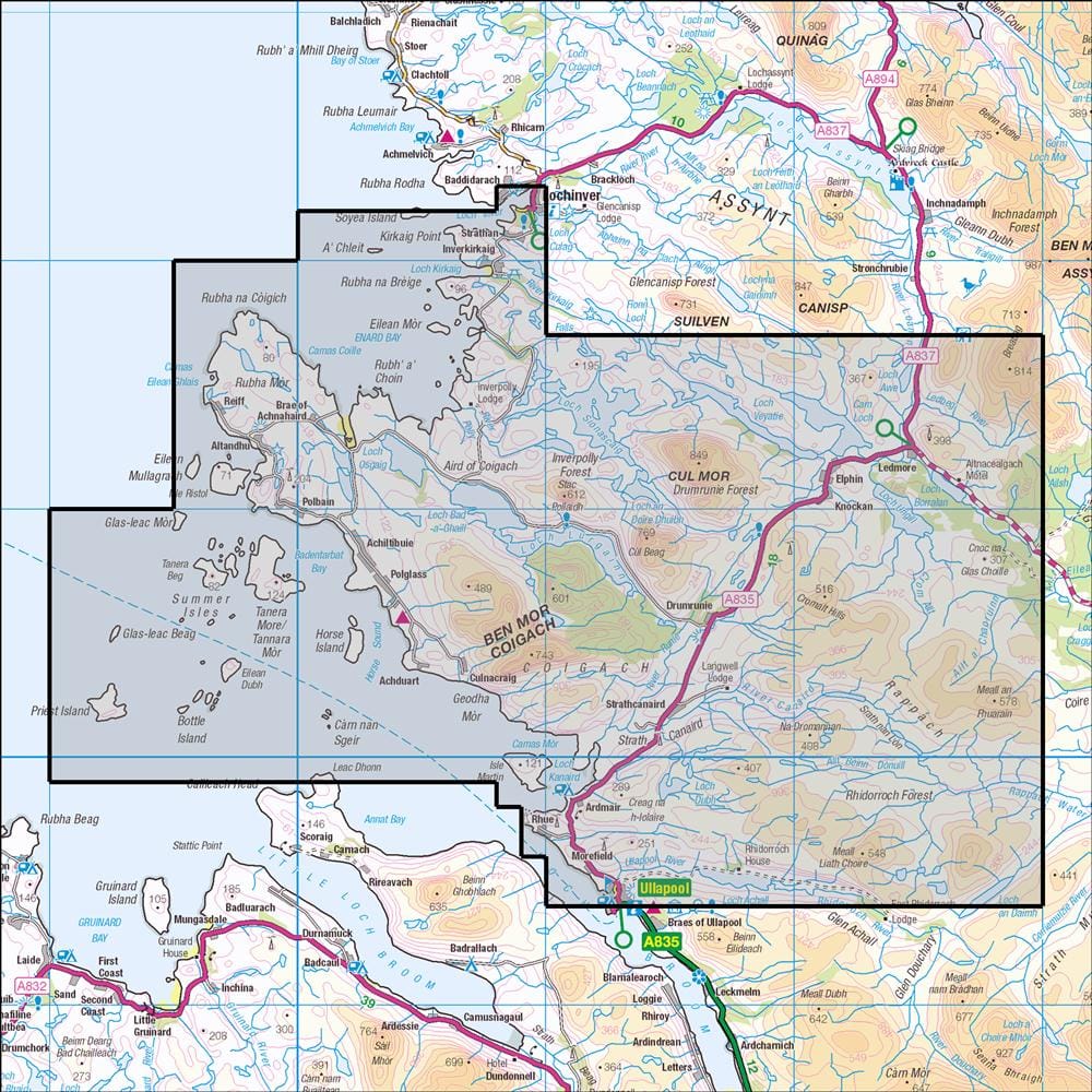 OMN4 image showing the area of the Ordnance Survey 1:25,000 Explorer map 439 Coigach & Summer Isles