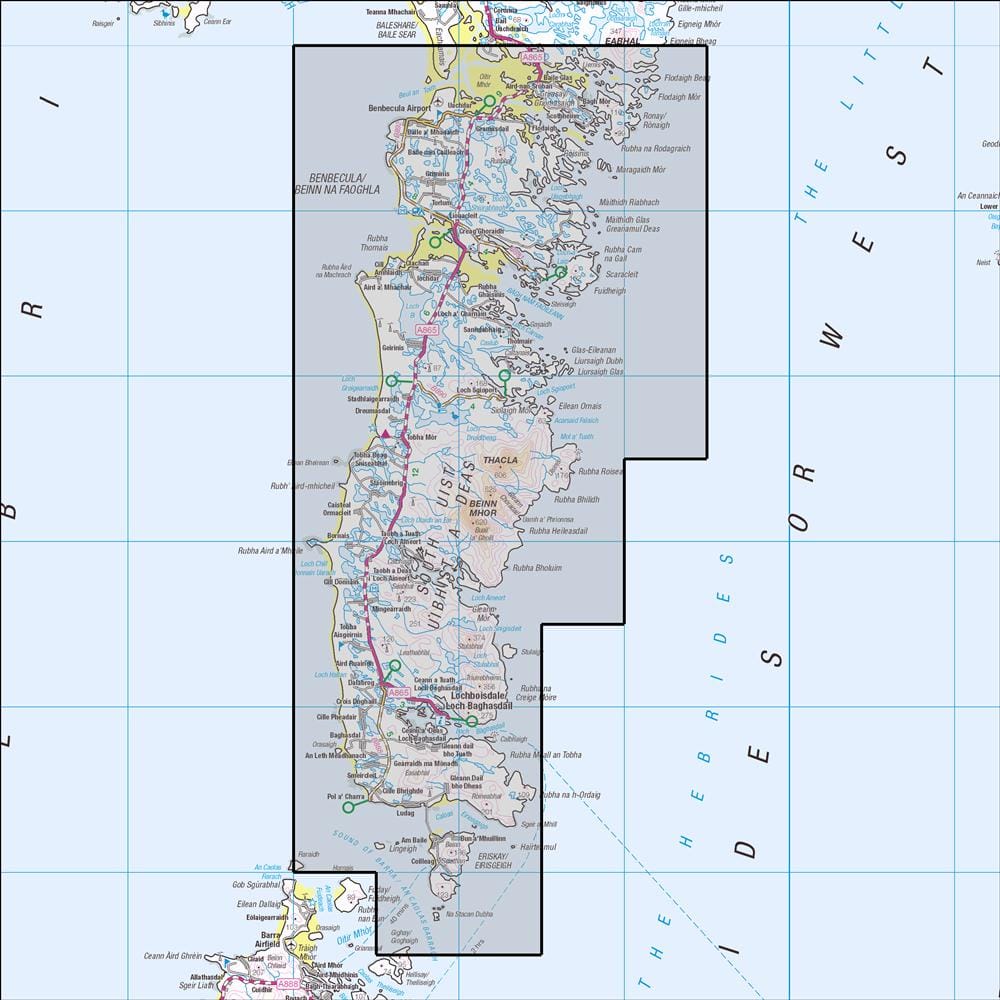 OMN4 image showing the area of the Ordnance Survey 1:25,000 Explorer map 453 Benbecula & South Uist, Eriskay