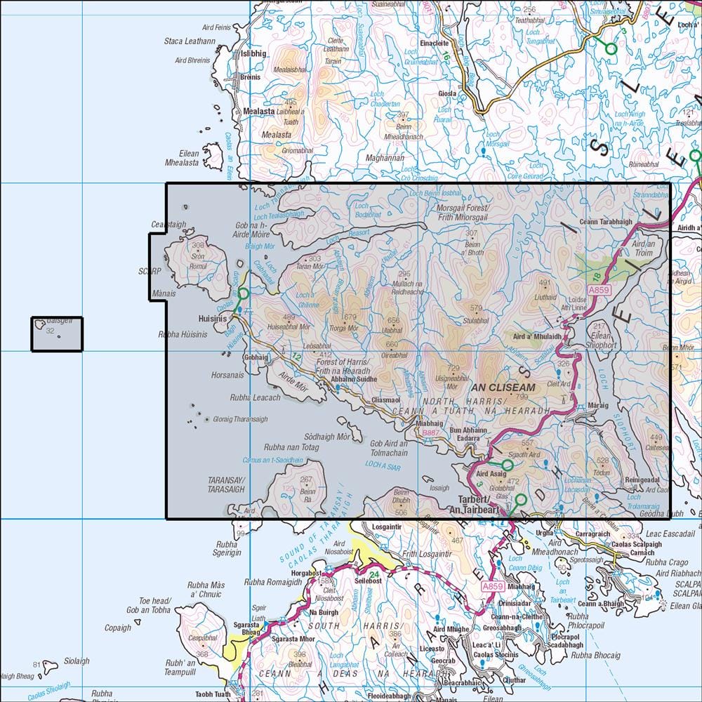 OMN4 image showing the area of the Ordnance Survey 1:25,000 Explorer map 456 North Harris & Loch Seaforth