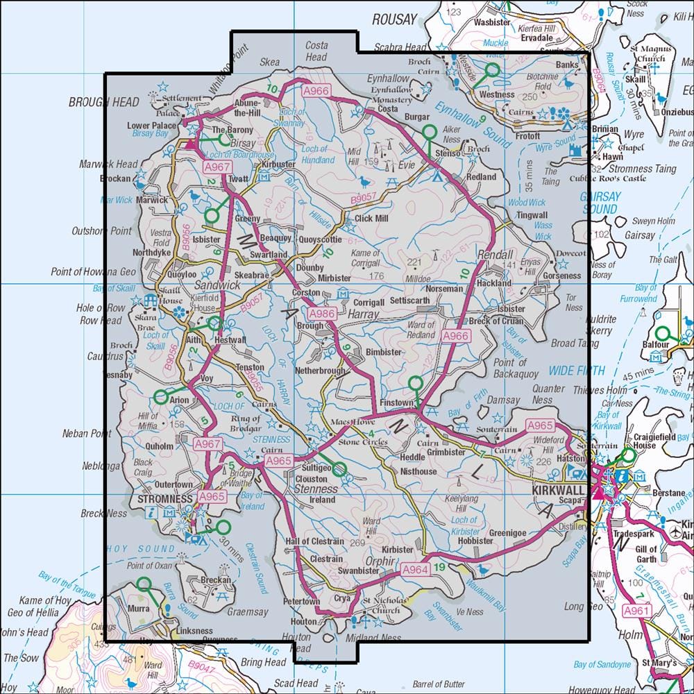 OMN4 image showing the area of the Ordnance Survey 1:25,000 Explorer map 463 Orkney - West Mainland - Stromness & Tingwall