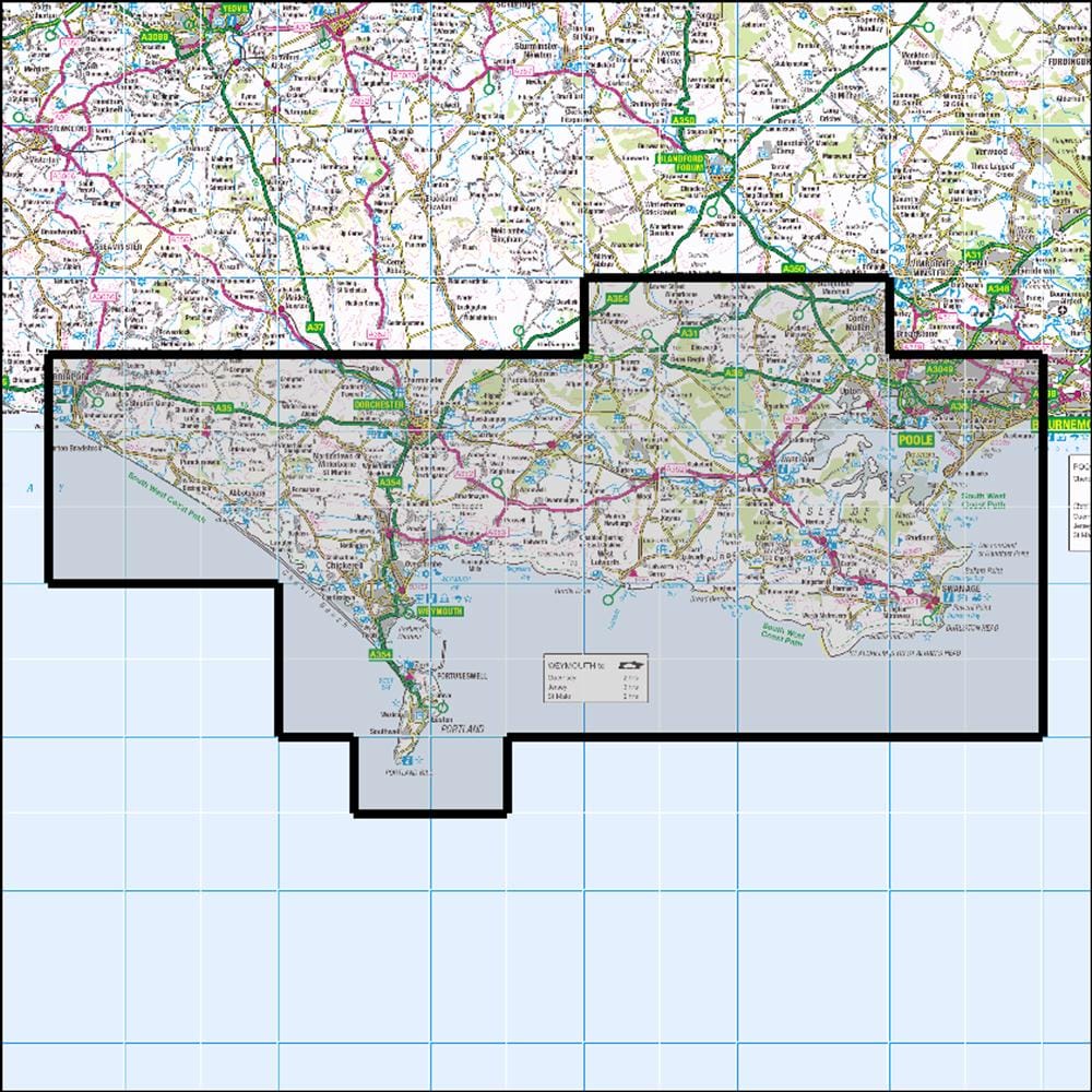 OMN4 image showing the area of the Ordnance Survey 1:25,000 Explorer map OL15 Purbeck & South Dorset