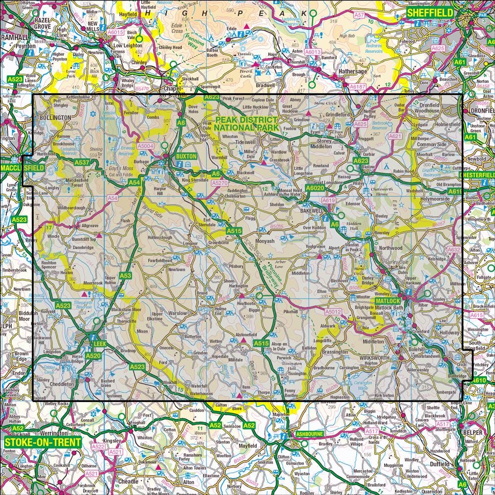 OMN4 image showing the area of the Ordnance Survey 1:25,000 Explorer map OL24 Peak District - White Peak Area