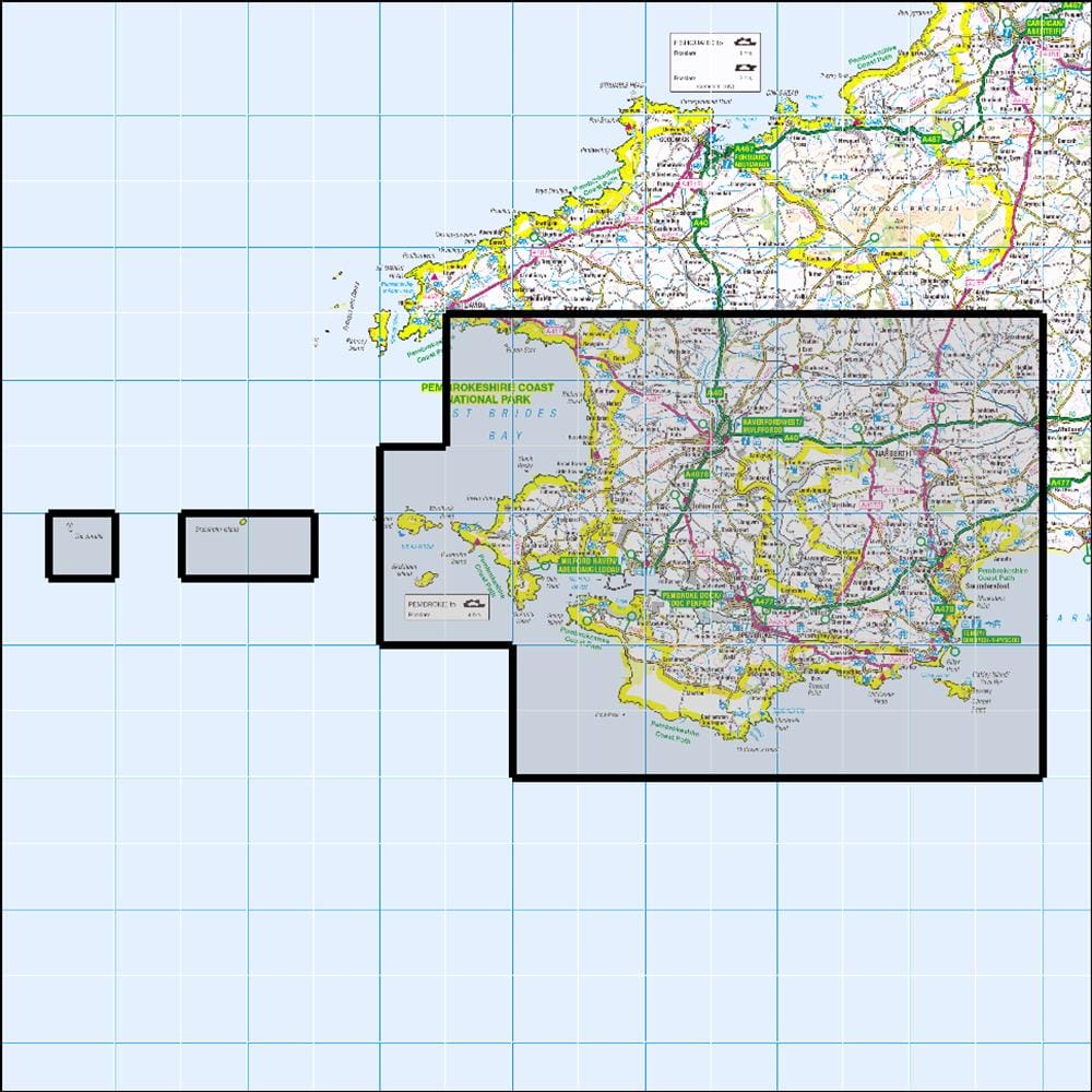OMN4 image showing the area of the Ordnance Survey 1:25,000 Explorer map OL36 South Pembrokeshire