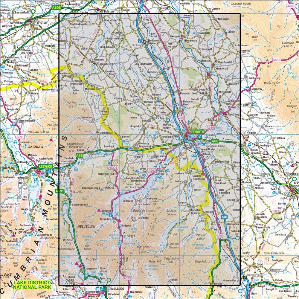 OMN4 image showing the area of the Ordnance Survey 1:25,000 Explorer map OL5 English Lakes - North-eastern area