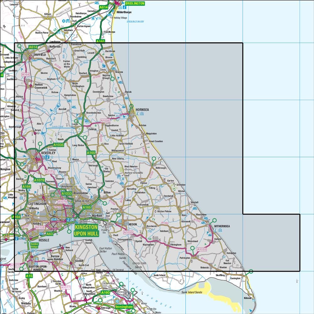 OMN4 image showing the area of the Ordnance Survey 1:50,000 Landranger map 107 Kingston upon Hull Beverley & Driffield