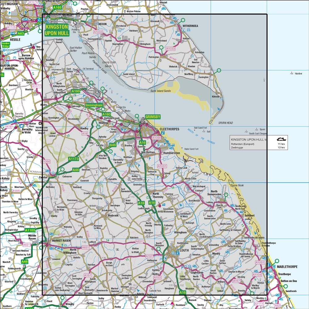 OMN4 image showing the area of the Ordnance Survey 1:50,000 Landranger map 113 Grimsby Louth & Market Rasen