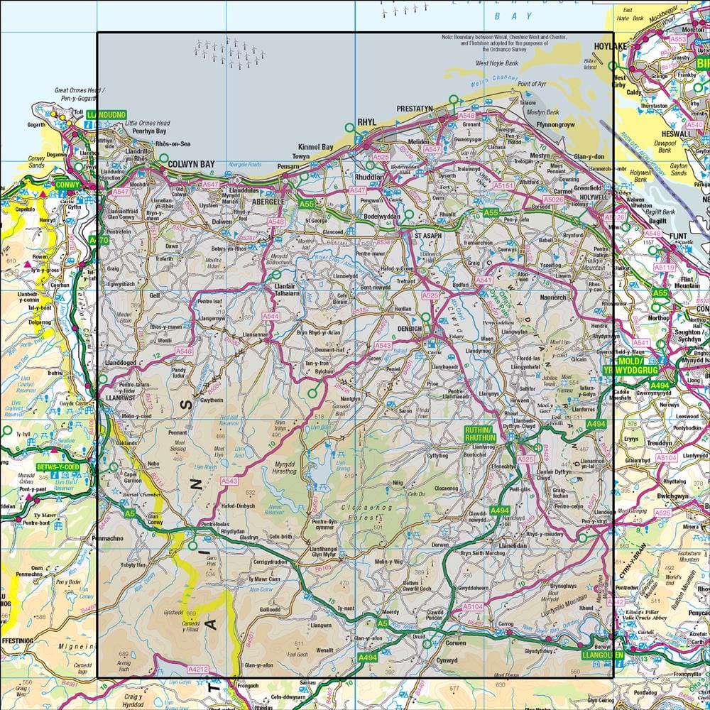 OMN4 image showing the area of the Ordnance Survey 1:50,000 Landranger map 116 Denbigh & Colwyn Bay