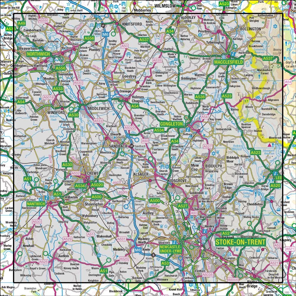 OMN4 image showing the area of the Ordnance Survey 1:50,000 Landranger map 118 Stoke-on-Trent & Macclesfield