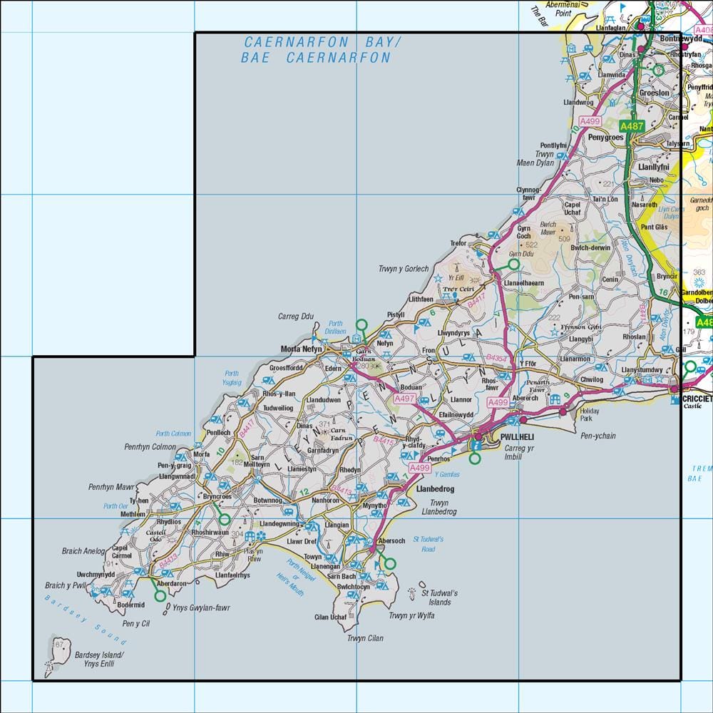 OMN4 image showing the area of the Ordnance Survey 1:50,000 Landranger map 123 Lleyn Peninsula