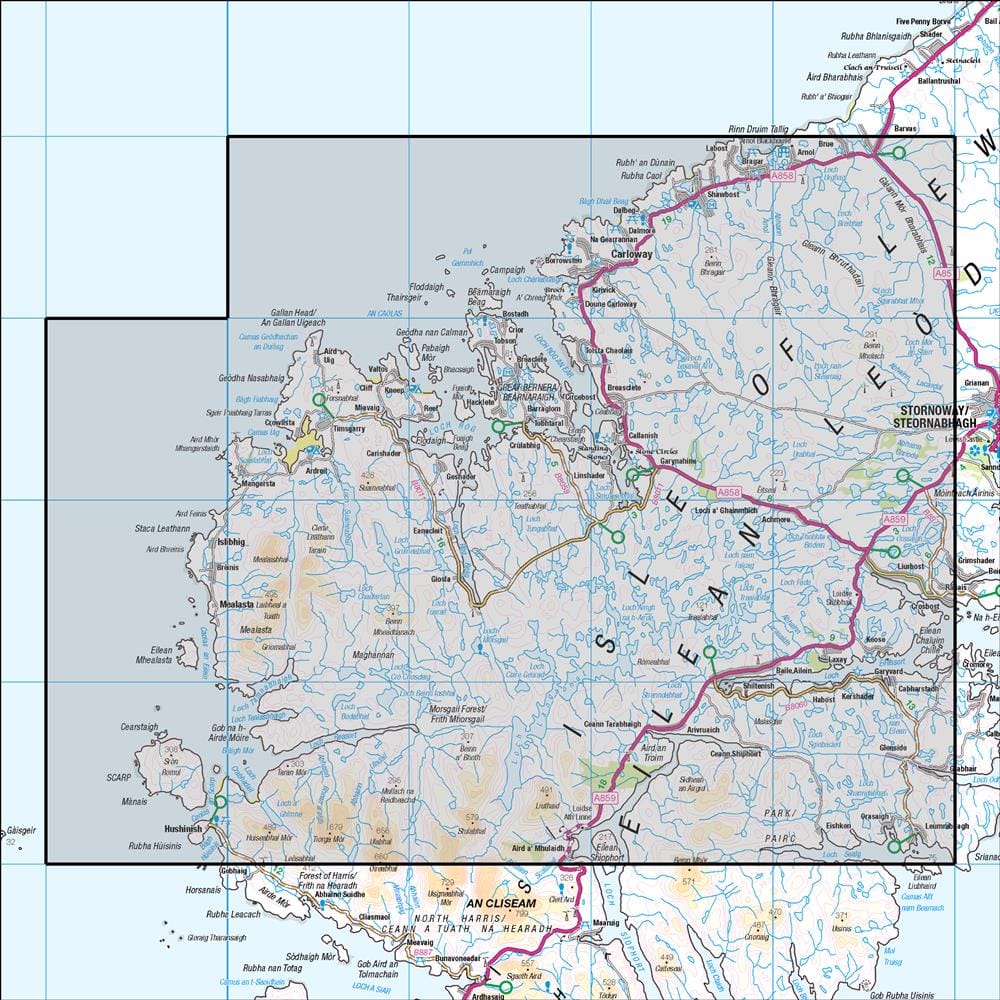 OMN4 image showing the area of the Ordnance Survey 1:50,000 Landranger map 13 West Lewis & North Harris