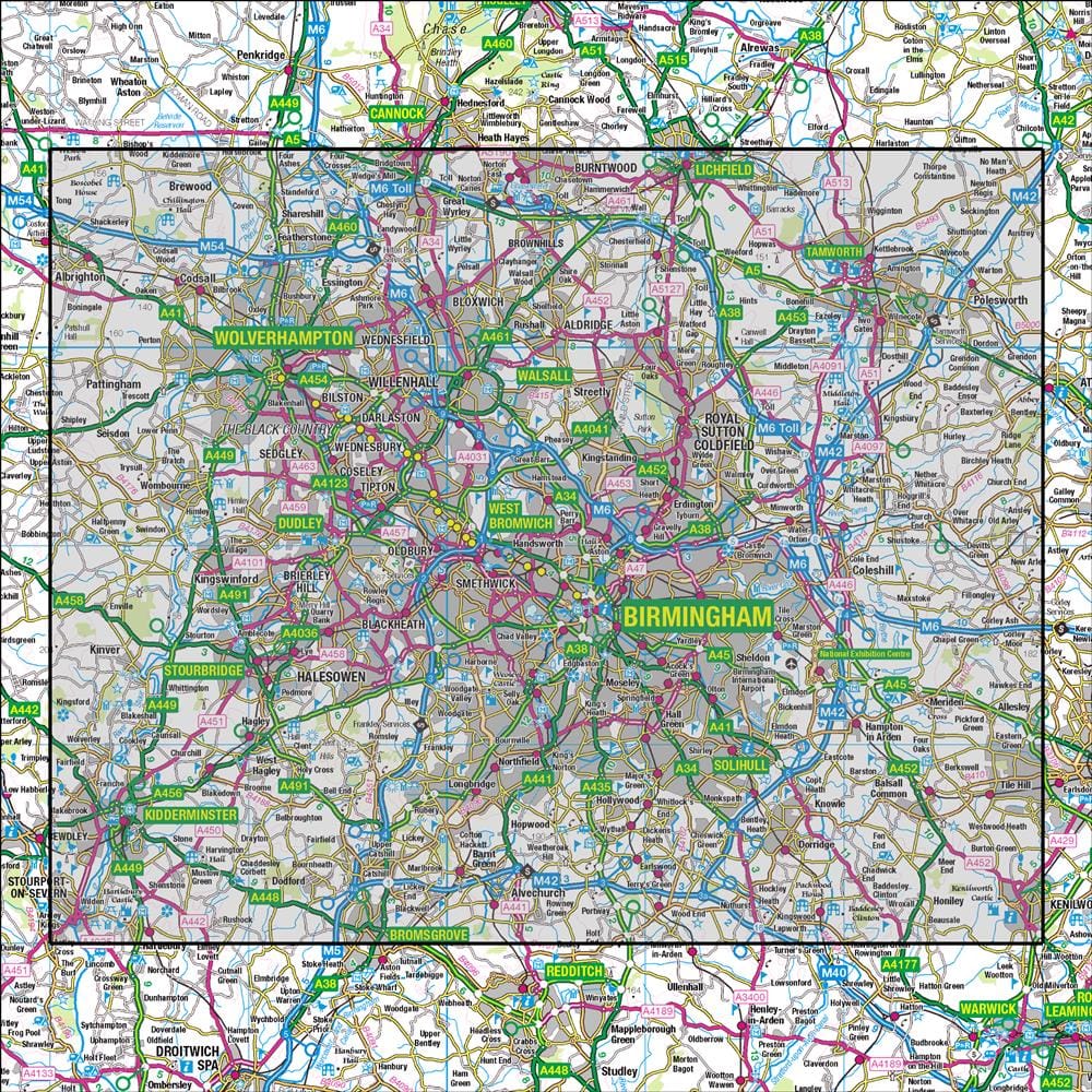 OMN4 image showing the area of the Ordnance Survey 1:50,000 Landranger map 139 Birmingham & Wolverhampton including The Black Country