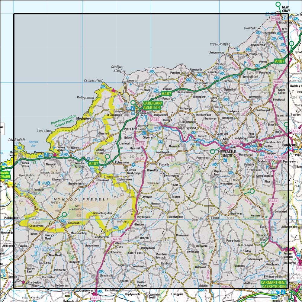OMN4 image showing the area of the Ordnance Survey 1:50,000 Landranger map 145 Cardigan & Mynydd Preseli
