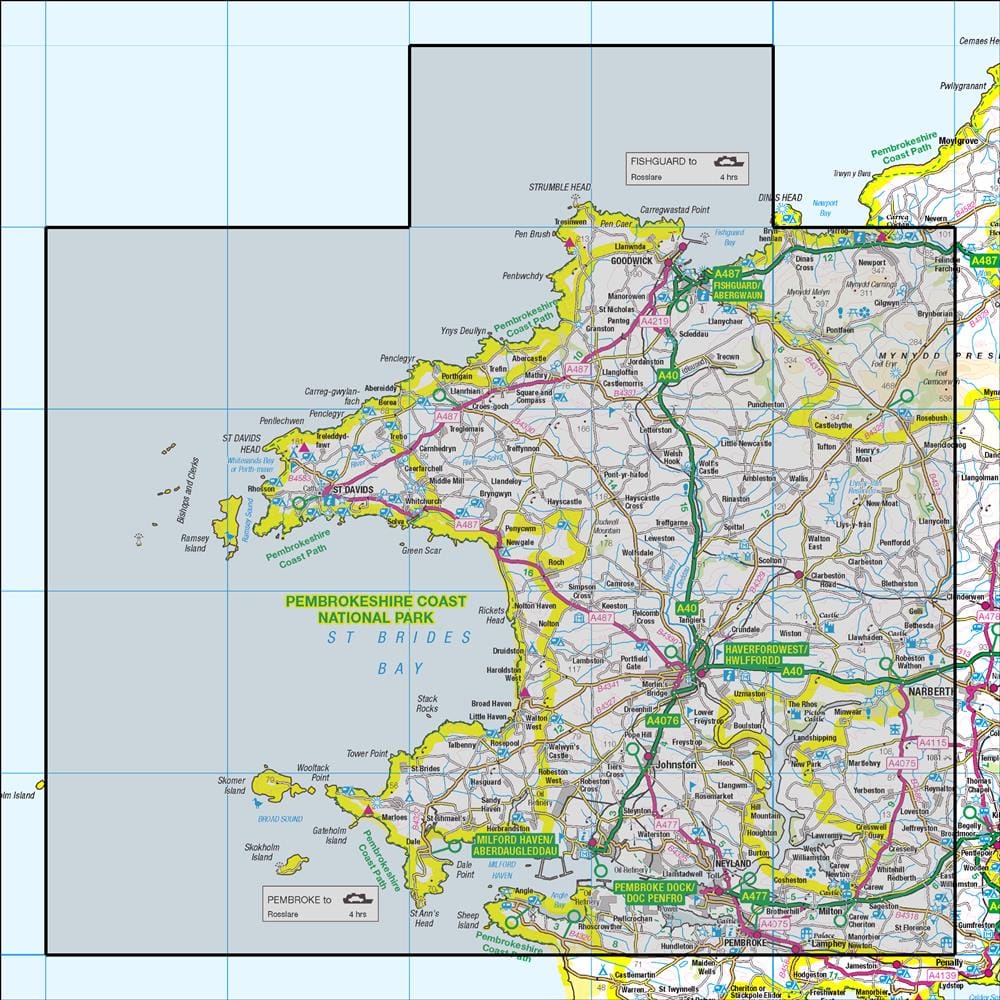 OMN4 image showing the area of the Ordnance Survey 1:50,000 Landranger map 157 St David's & Haverfordwest