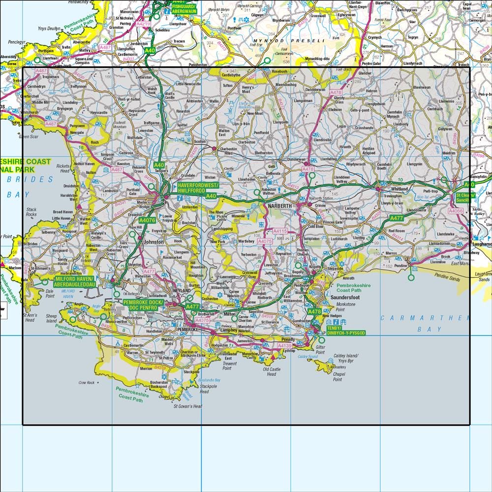 OMN4 image showing the area of the Ordnance Survey 1:50,000 Landranger map 158 Tenby & Pembroke