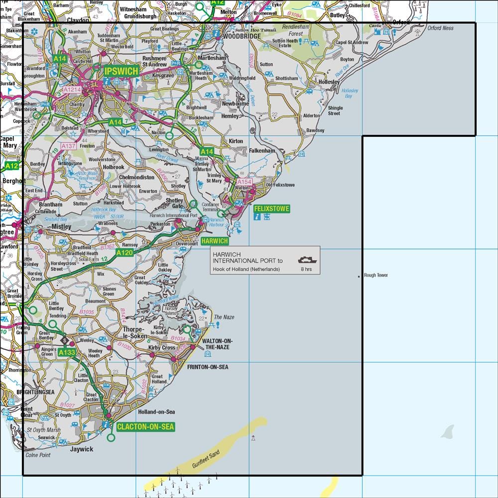 OMN4 image showing the area of the Ordnance Survey 1:50,000 Landranger map 169 Ipswich & The Naze Clacton-on-Sea