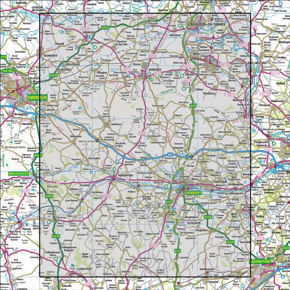 OMN4 image showing the area of the Ordnance Survey 1:50,000 Landranger map 174 Newbury & Wantage Hungerford & Didcot