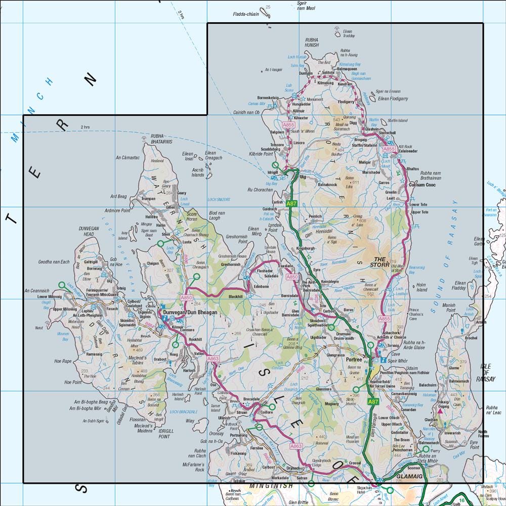 OMN4 image showing the area of the Ordnance Survey 1:50,000 Landranger map 23 North Skye Dunvegan & Portree